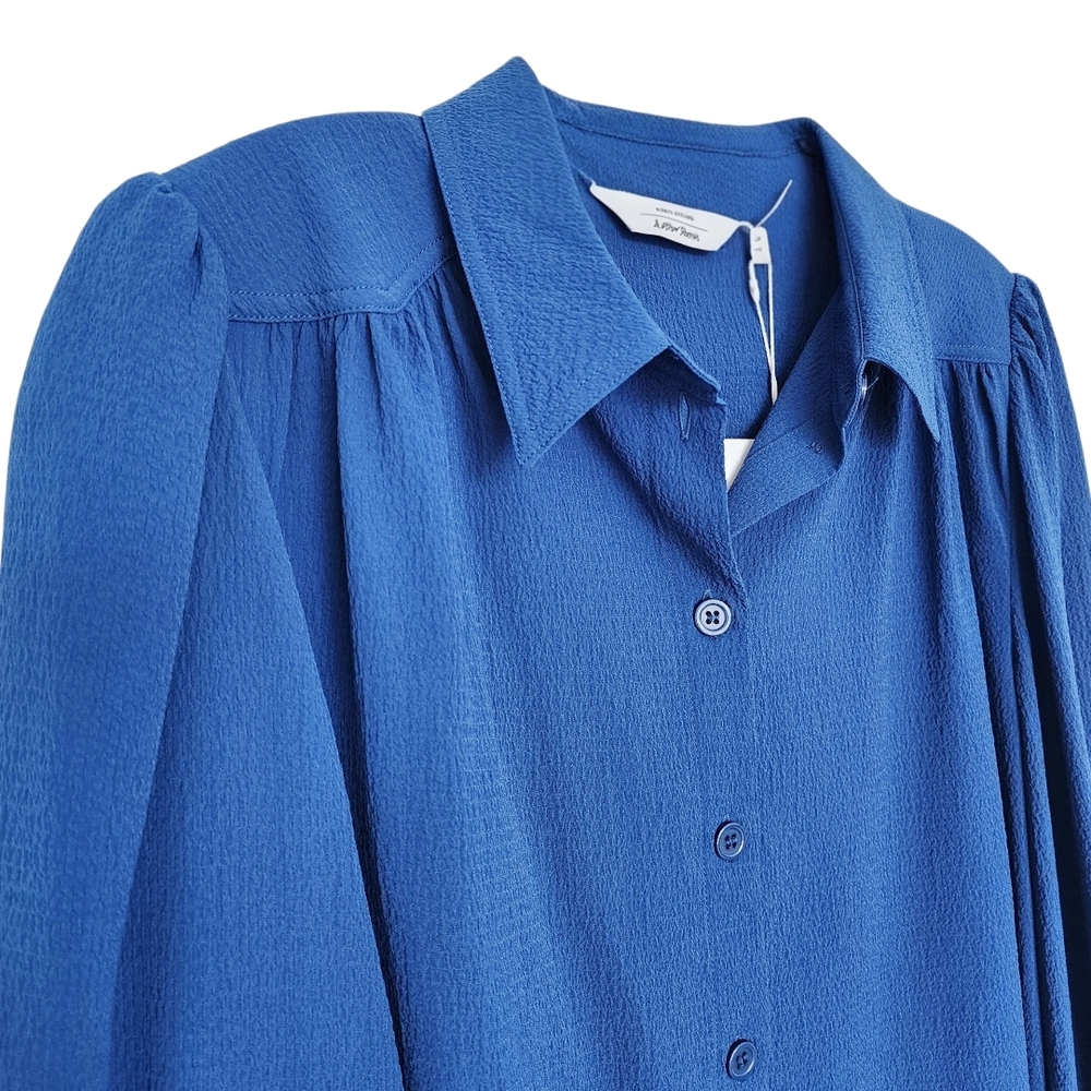 & Other Stories Blue Button Down Blouse Shirt Women's Size 6 NEW - Picture 2 of 6